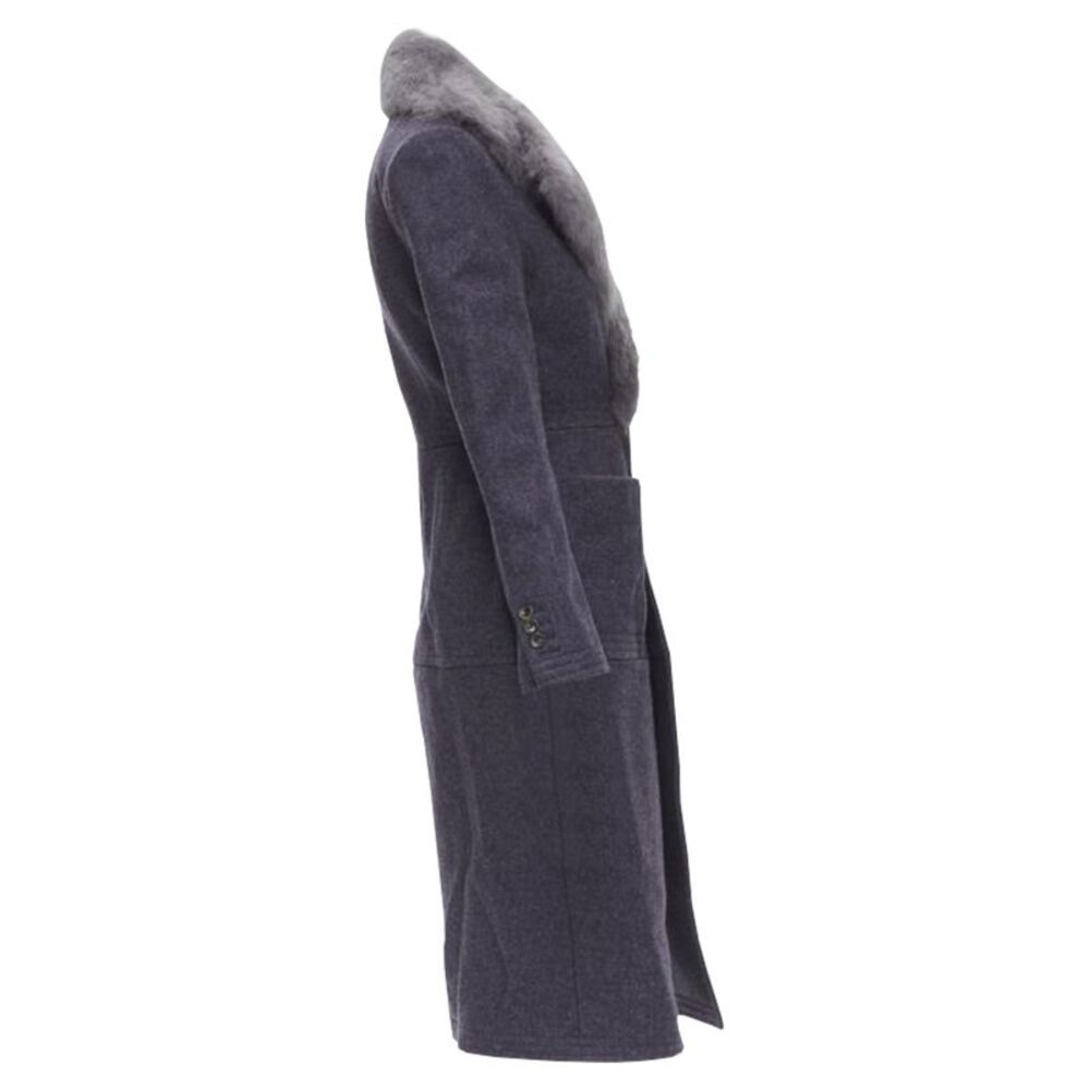 Thom Browne beaver fur collar wool felt silk lined coat - Picture 5 of 6